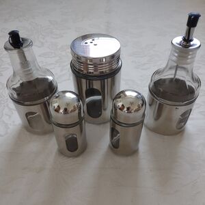 6 piece stainless steel condiment set